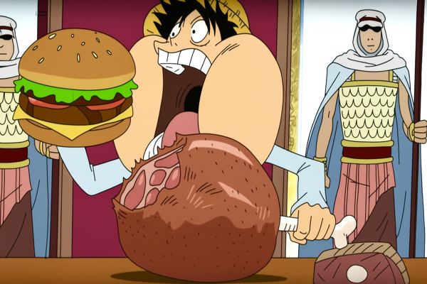 Luffy enjoying a feast